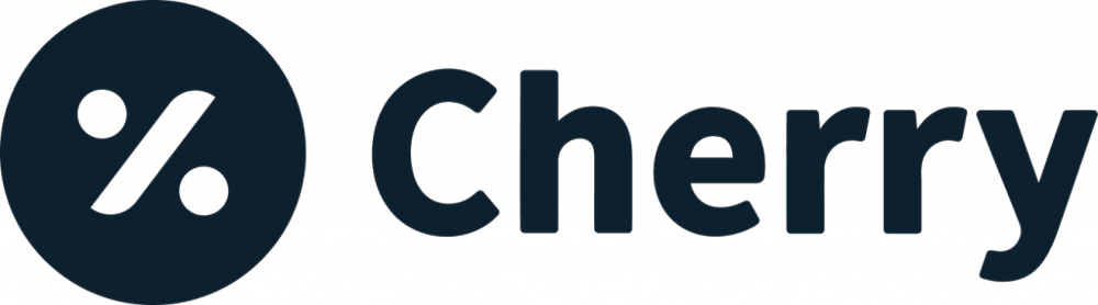 Cherry logo with percentage symbol design.