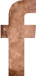 Stylized Facebook logo in copper color.